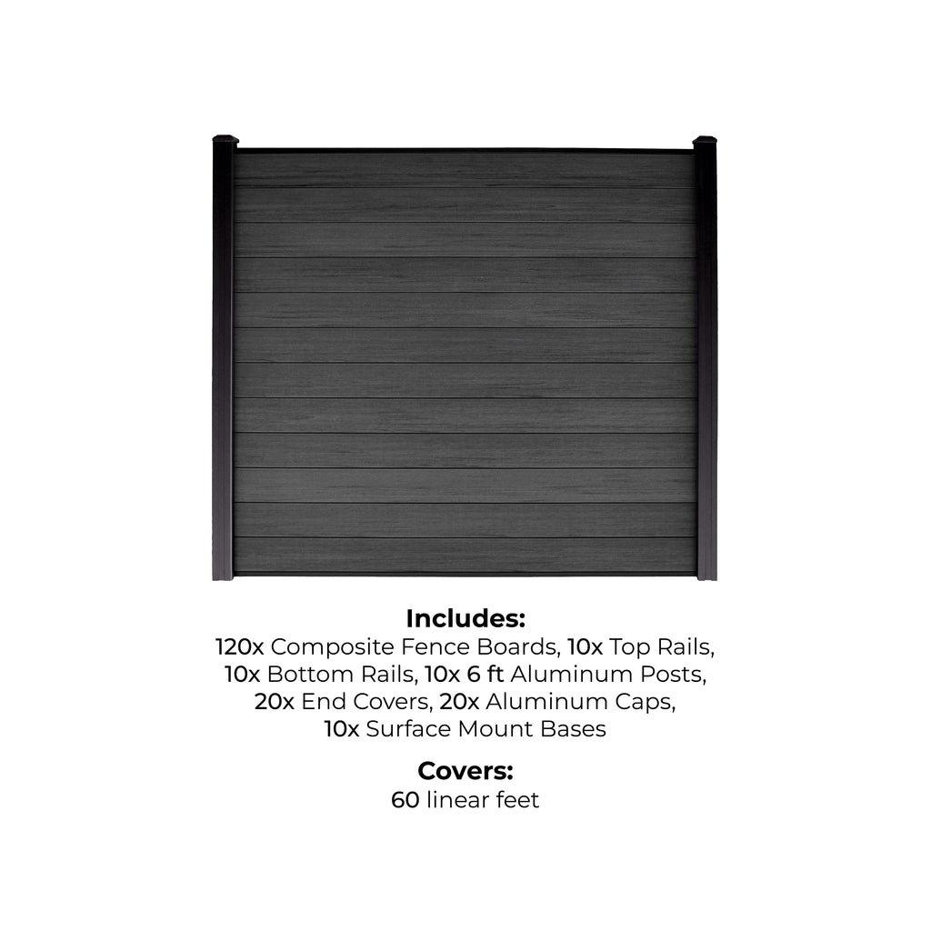 10-Pack Co-extruded Composite Fence Kits - Brushed Urban Gray (6 ft. x 6 ft. - 8 ft. In-Ground Posts)
