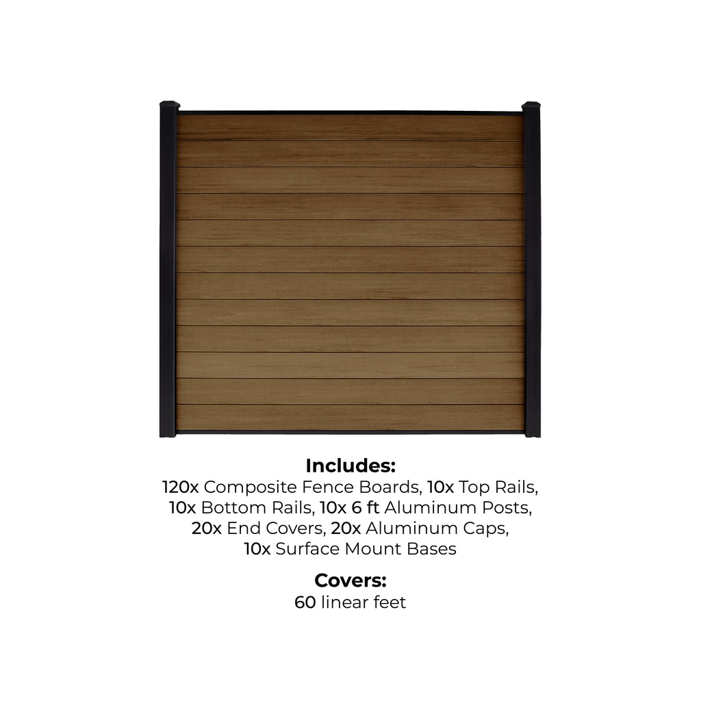 10-Pack Co-extruded Composite Fence Kits - Brushed Canyon Brown (6 ft. x 6 ft. - 8 ft. In-Ground Posts)