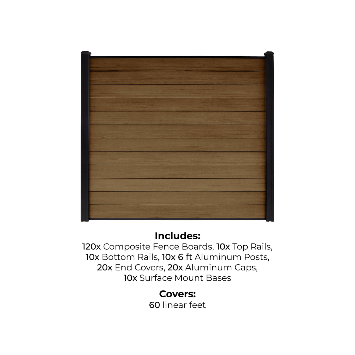 10-Pack Co-extruded Composite Fence Kits - Brushed Canyon Brown (6 ft. x 6 ft. - 8 ft. In-Ground Posts)