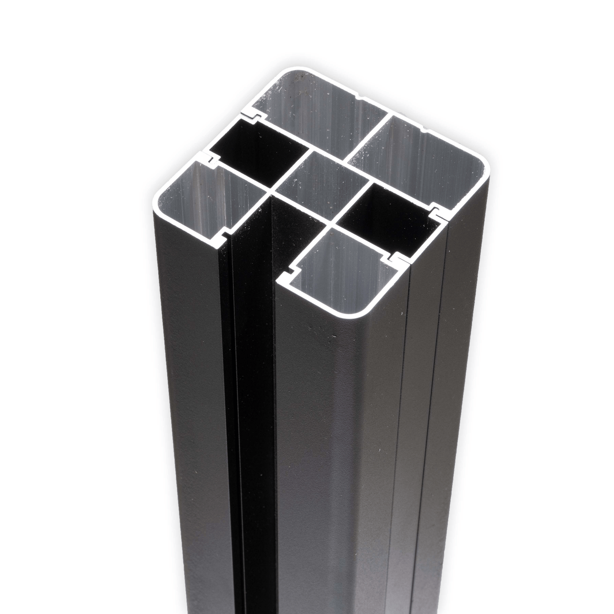 Aluminum 6 ft. Surface Mount Fence Post - Black (3.15 in. x 3.15 in. x 6 ft.)