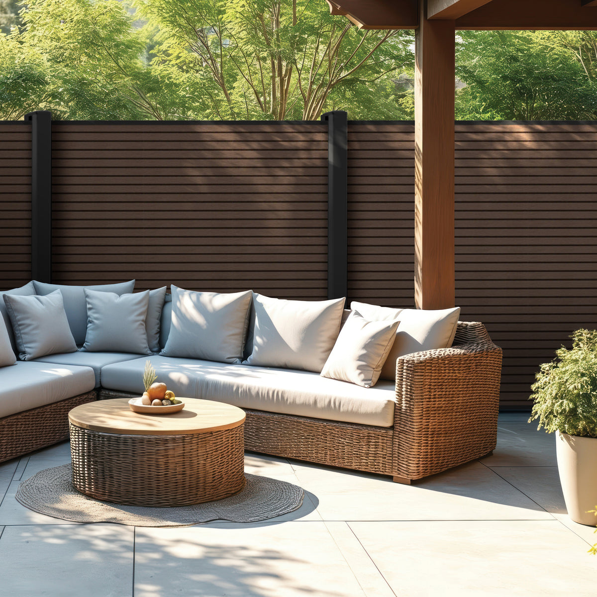 Co-extruded Fluted Composite Fence Panel - Brown (6 ft. x 6 ft.)