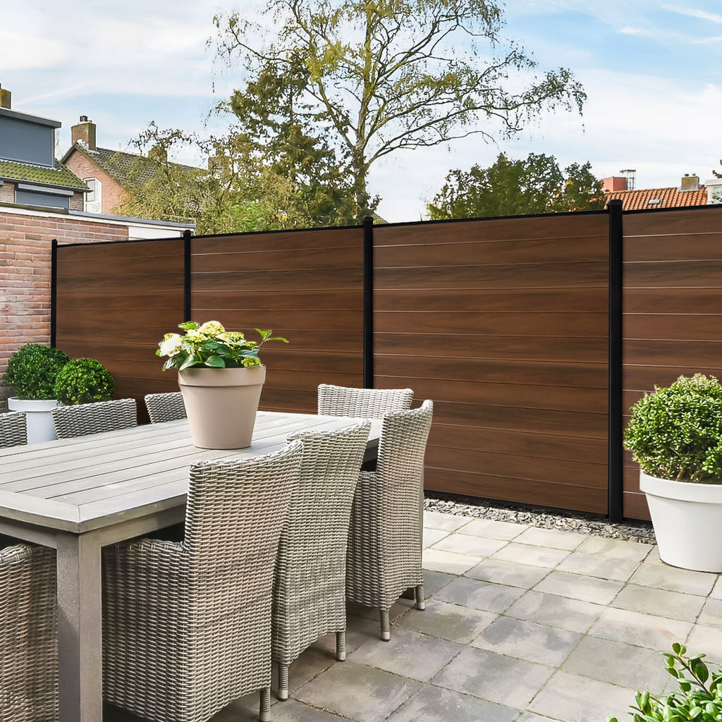 Horizontal Vinyl Fence Panel - Woodgrain Brown (6 ft. x 6 ft.)