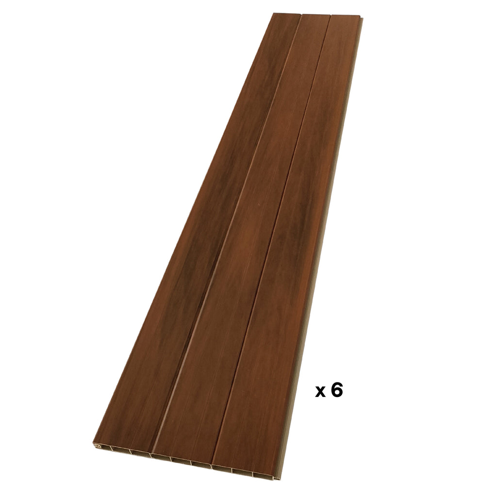 Vinyl Fence Panel Kit with Metal Inserts - Woodgrain Brown (6 ft. x 6 ft.)