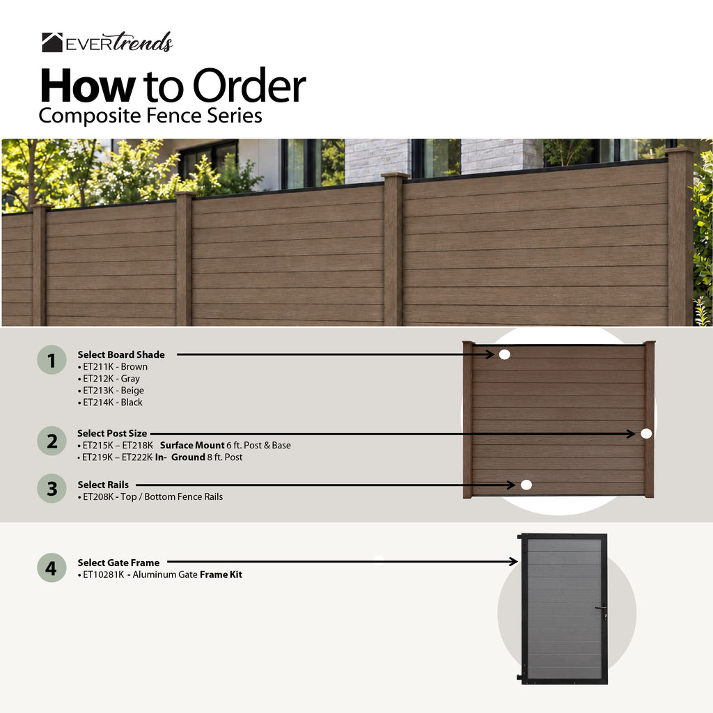 Composite Fence Panel - Woodgrain Brown (6 ft. x 6 ft.)