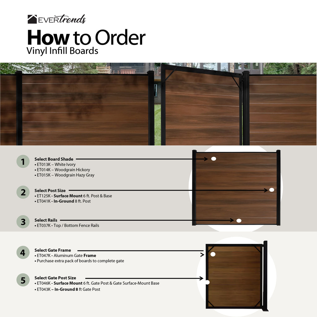 Horizontal Vinyl Fence Panel - Woodgrain Brown (6 ft. x 6 ft.)
