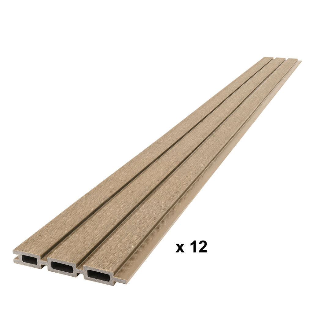Co-extruded Fluted Composite Fence Panel - Tan (6 ft. x 6 ft.)