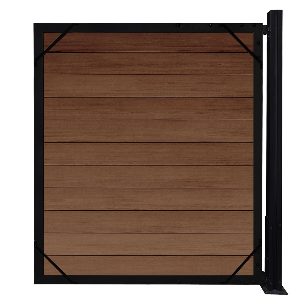 Aluminum Surface Mount Gate Frame & Panel Kit - Auburn Brown (5 Panels + 1 Gate - 5 ft. x 6 ft.)