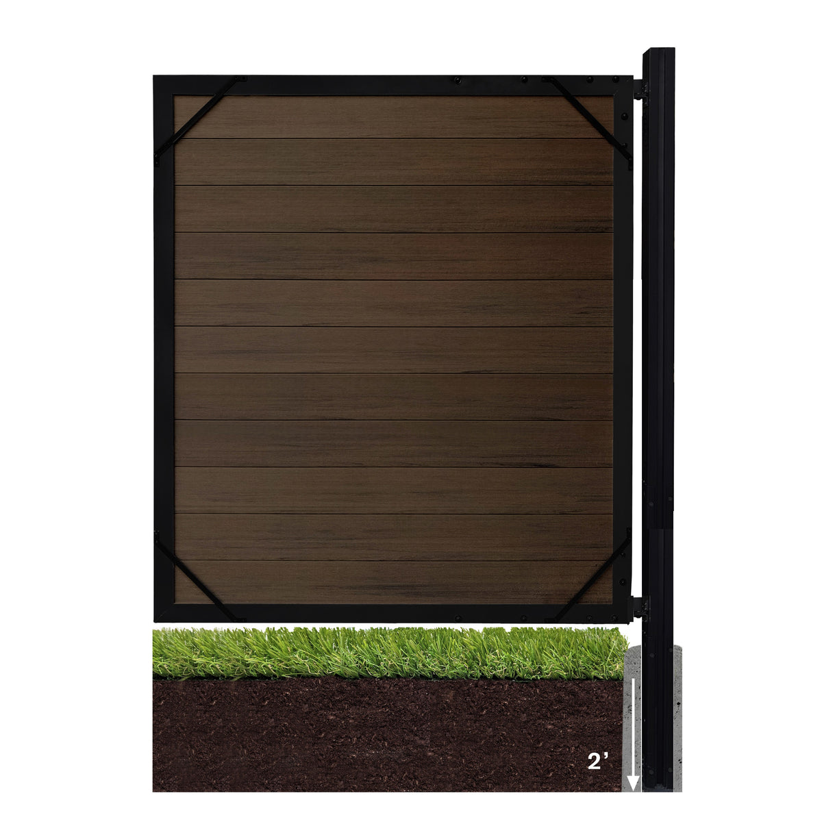 Aluminum In-Ground Gate Frame & Panel Kit - Umber (5 Panels + 1 Gate - 5 ft. x 8 ft.)