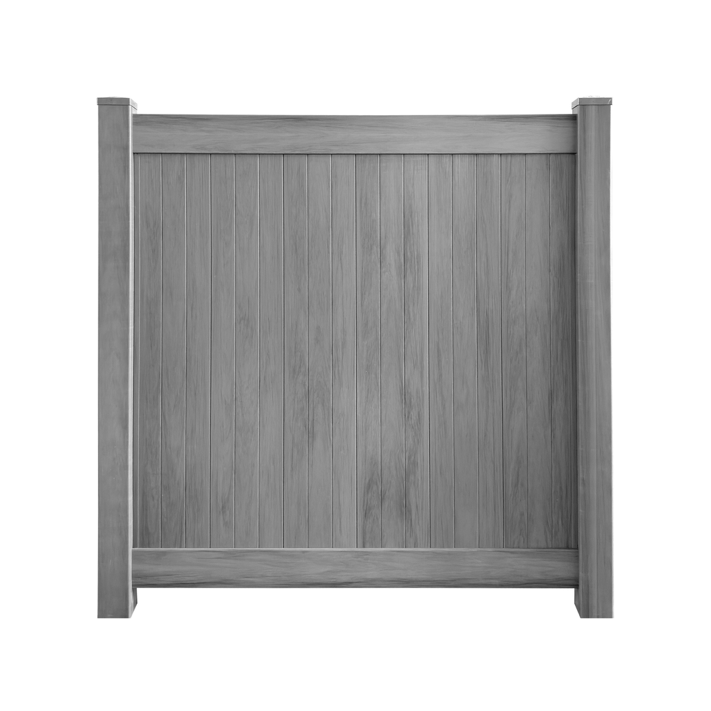 Vinyl Fence Panel Kit with Metal Inserts - Woodgrain Gray (6 ft. x 6 ft.)