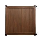 Vinyl Fence Gate with Metal Inserts - Woodgrain Brown (6 ft. x 6 ft.)