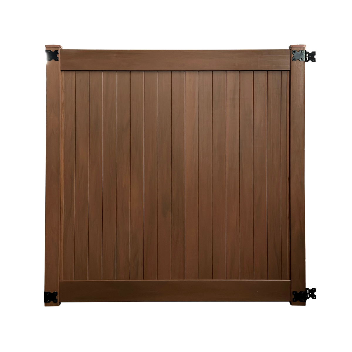 Vinyl Fence Gate with Metal Inserts - Woodgrain Brown (6 ft. x 6 ft.)