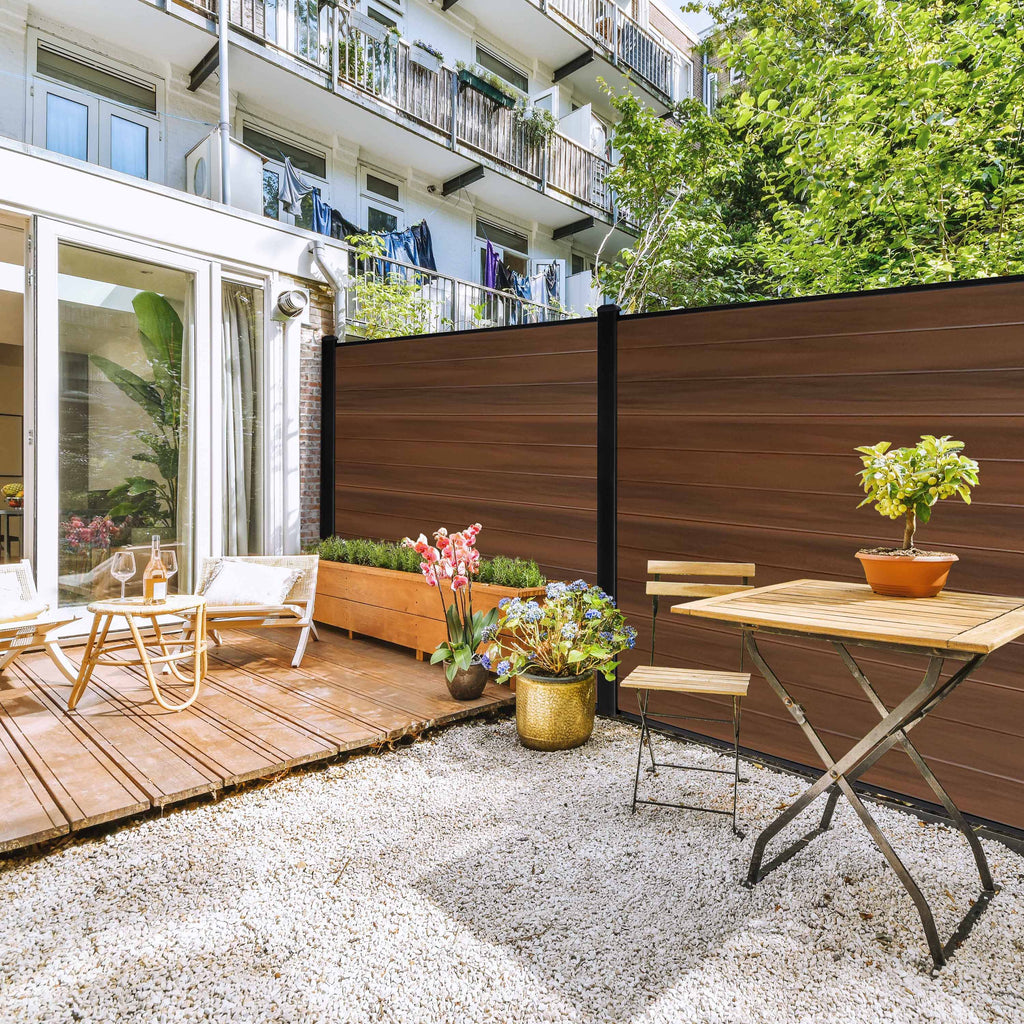 Horizontal Vinyl Fence Panel - Woodgrain Brown (6 ft. x 6 ft.)