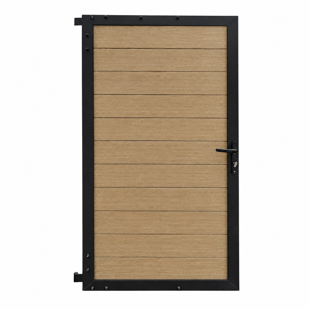 Aluminum Gate Frame Kit with Boards - Woodgrain Beige (3 ft. x 6 ft.)
