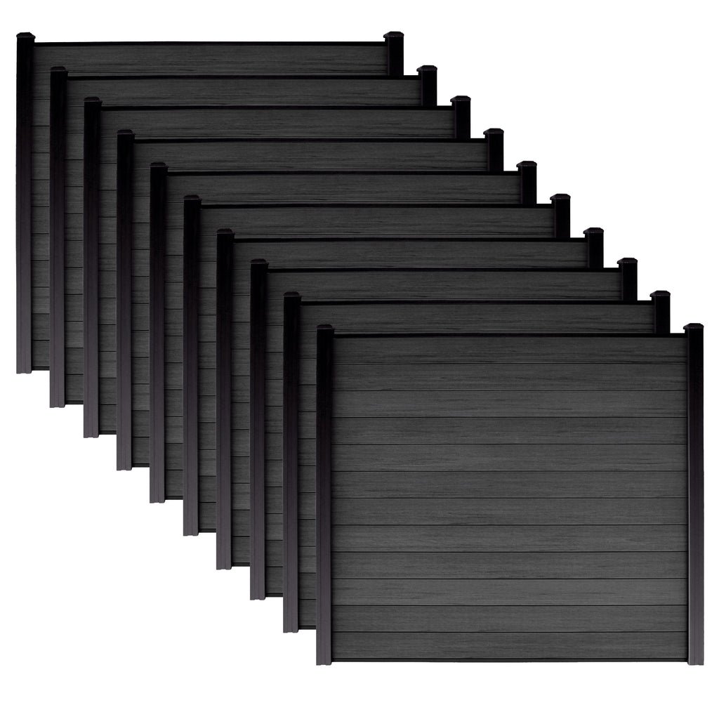 10-Pack Co-extruded Composite Fence Kits - Brushed Urban Gray (6 ft. x 6 ft. - 6 ft. Surface Mount Posts)