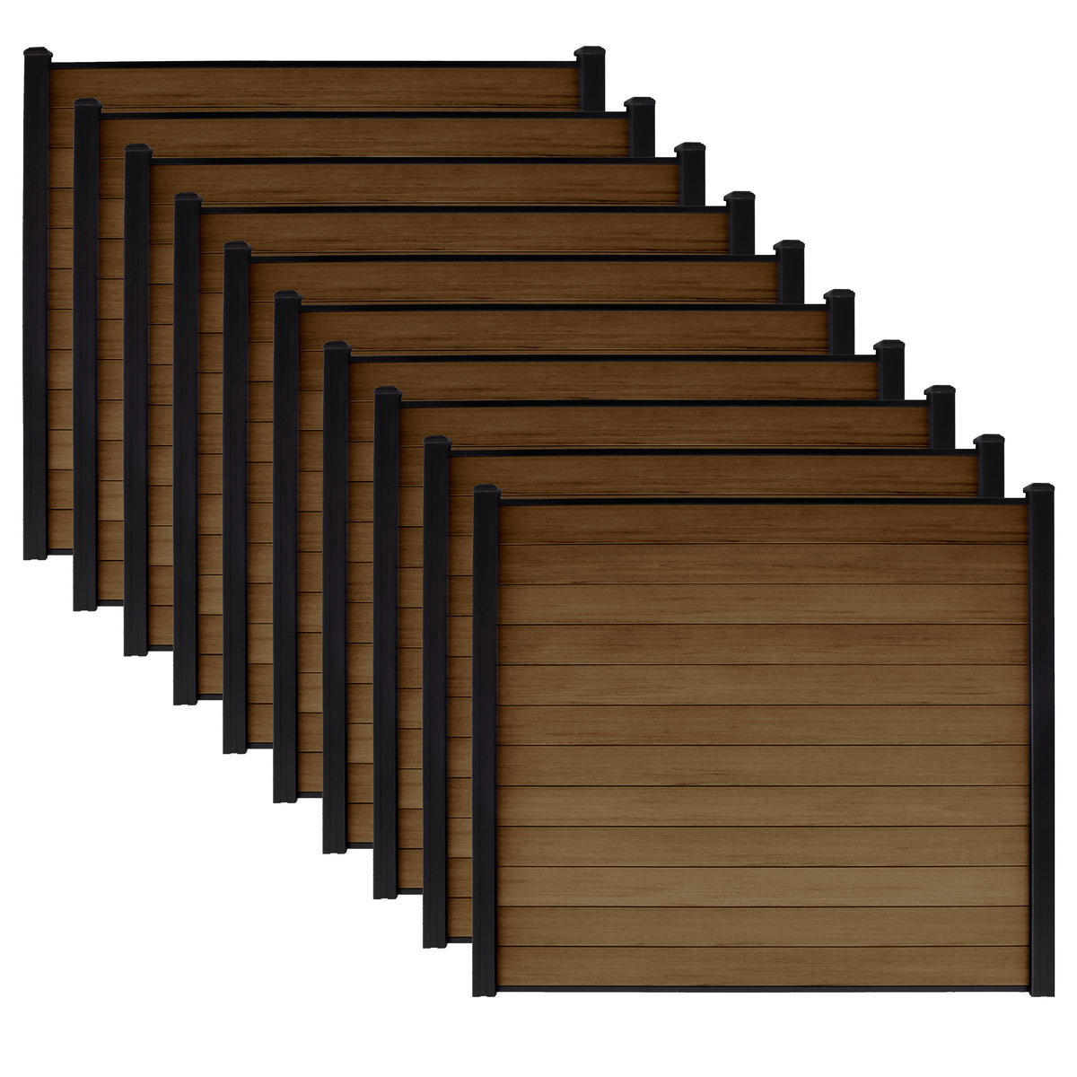 10-Pack Co-extruded Composite Fence Kits - Brushed Canyon Brown (6 ft. x 6 ft. - 6 ft. Surface Mount Posts)