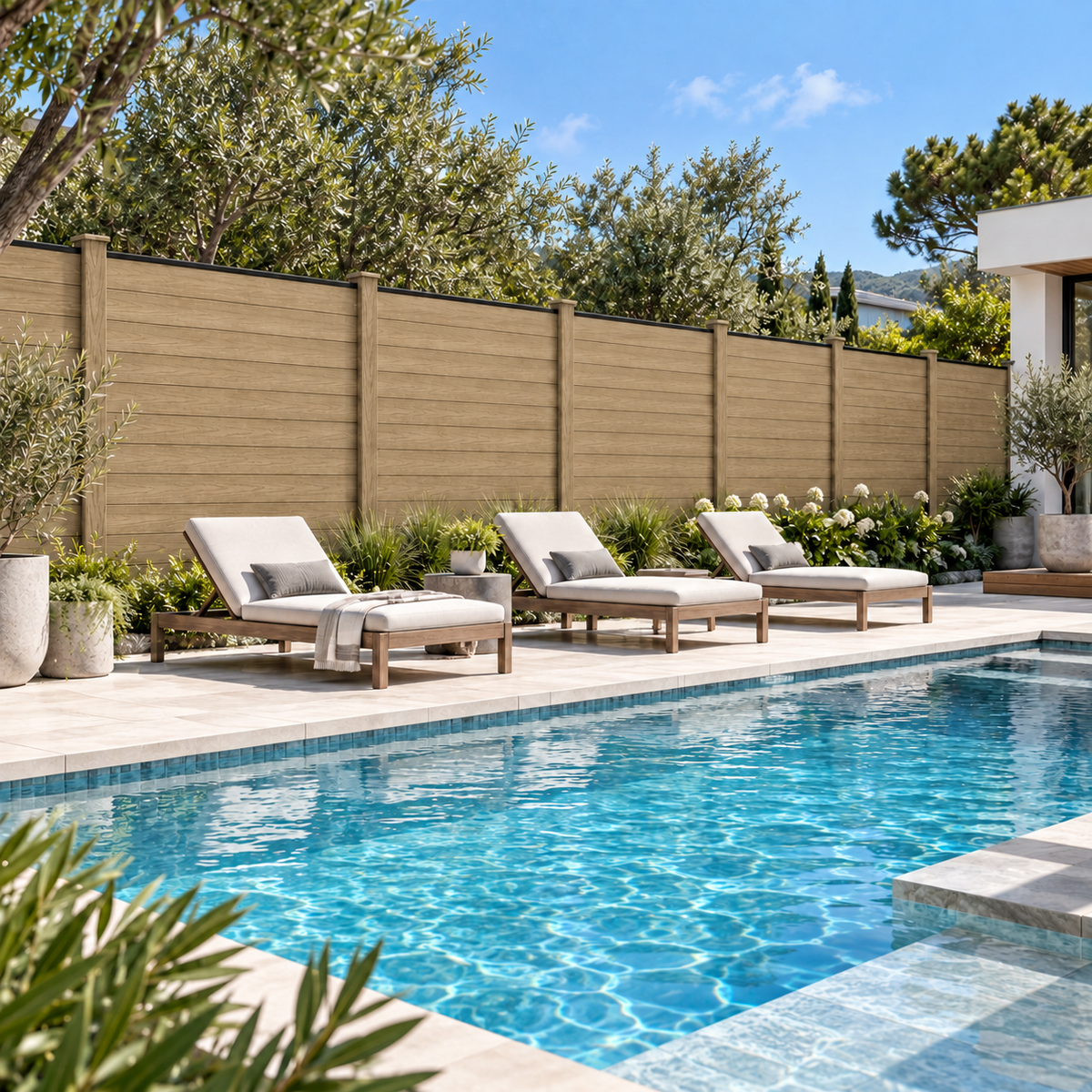 Composite Fence Panel - Woodgrain Beige (6 ft. x 6 ft.)
