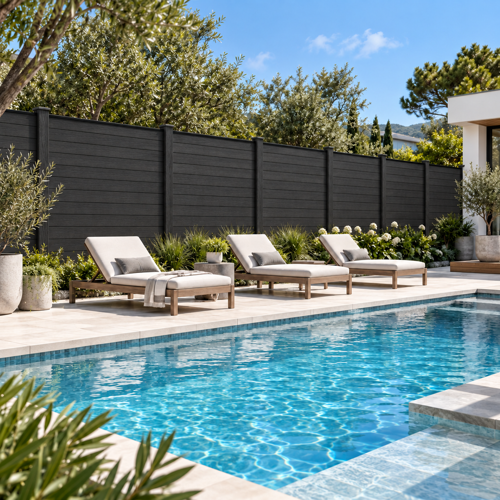 Composite Fence Panel - Woodgrain Black (6 ft. x 6 ft.)
