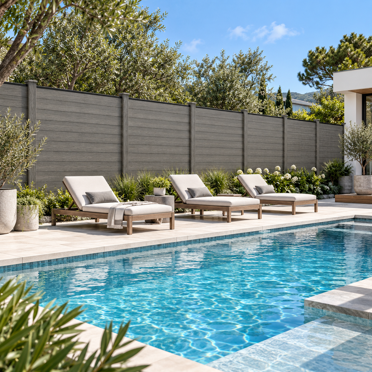 Composite Fence Panel - Woodgrain Gray (6 ft. x 6 ft.)